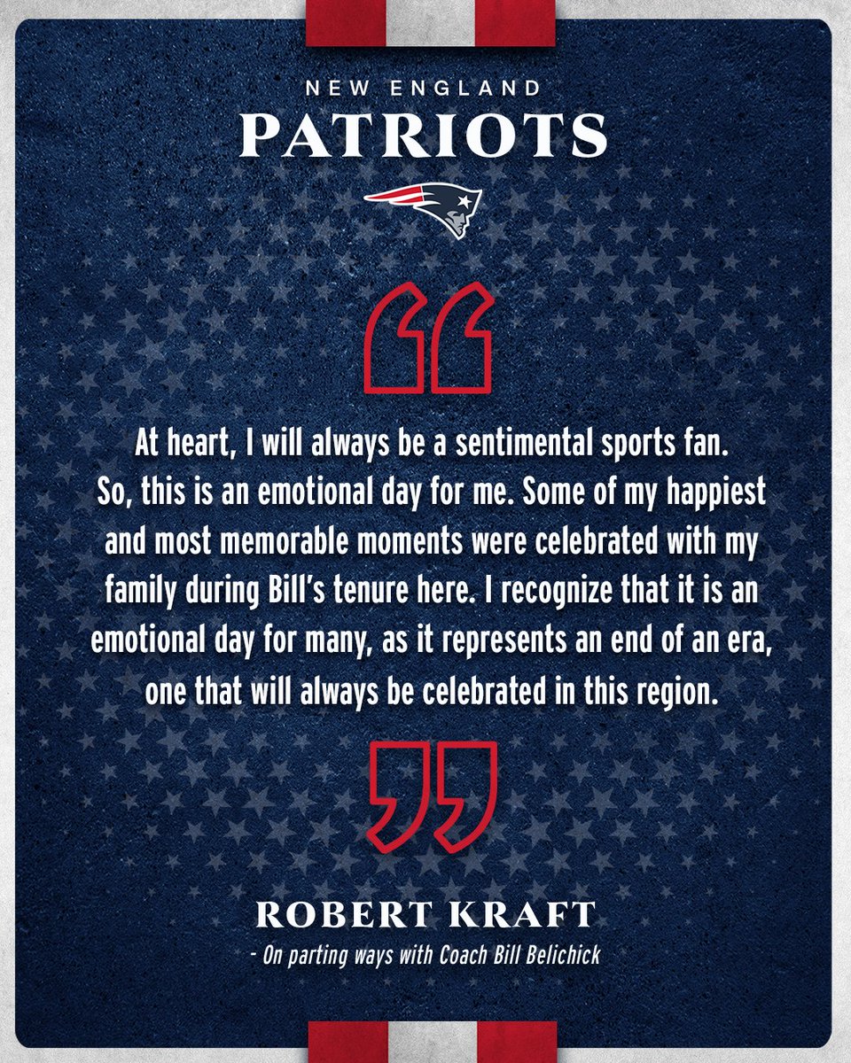 Patriots Chairman and CEO Robert Kraft on Head Coach Bill Belichick.