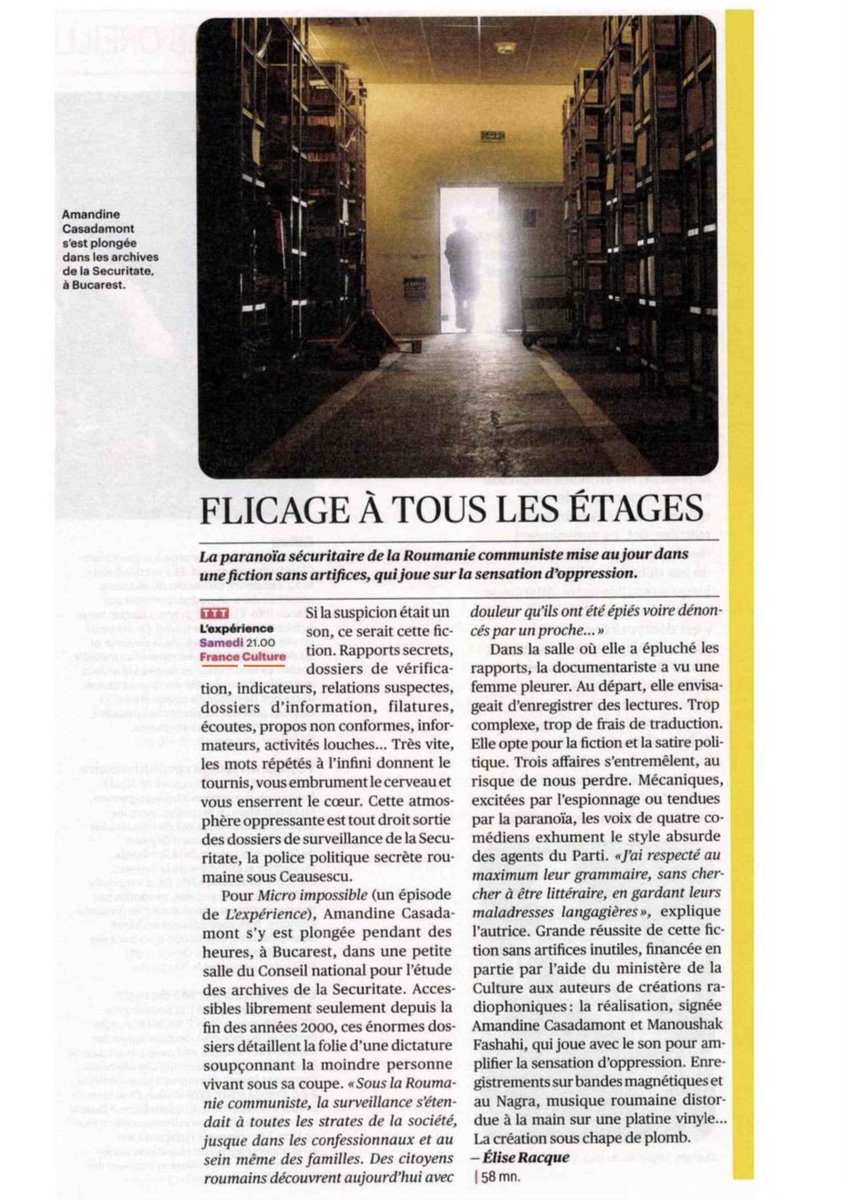 crispycut's tweet photo. Samedi 21h00 @franceculture @aureliecharon  “Micro impossible” de l’espionnage à large échelle sous Ceausescu - Enthousiasmante introduction sous la plume d’Elise Racque @Telerama #radio #podcast #cnsas #Roumanie #spy #fiction https://t.co/PWBO20lIQ2