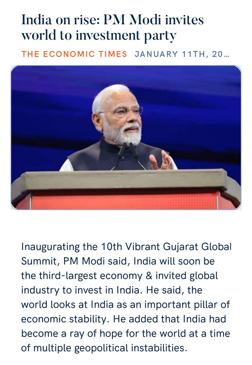 India on rise: PM Modi invites world to investment party
economictimes.indiatimes.com/news/india/ind… via NaMo App