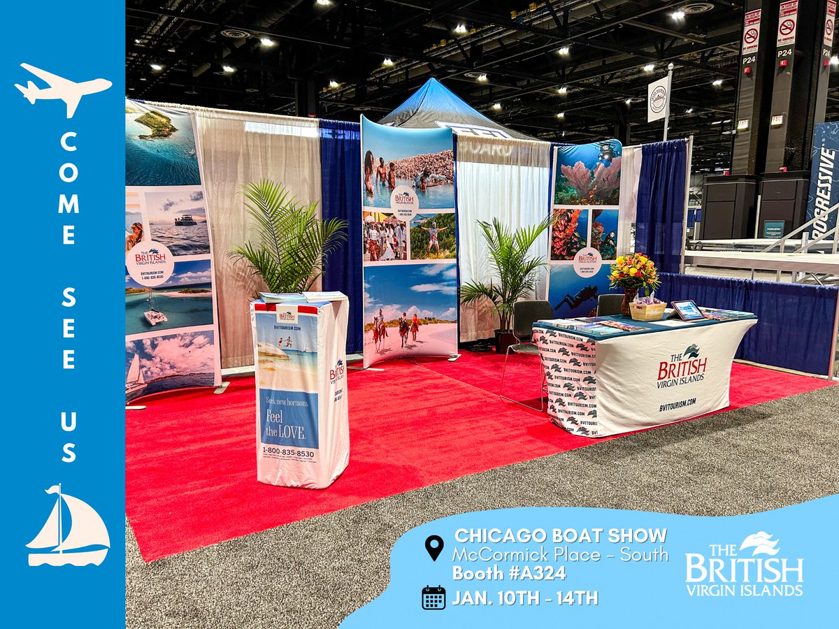 #TravelThursday 𝐀𝐫𝐞 𝐲𝐨𝐮 𝐢𝐧 𝐭𝐡𝐞 𝐂𝐡𝐢𝐜𝐚𝐠𝐨 𝐚𝐫𝐞𝐚?! 🇺🇸🇻🇬 If you are, come see us at the Chicago Boat Show and stop by 𝐨𝐮𝐫 𝐛𝐨𝐨𝐭𝐡 𝐀𝟑𝟐𝟒 to say hi and get all the details of the exclusive offers by The Moorings. #BVITB #bvitourism #bvitravel