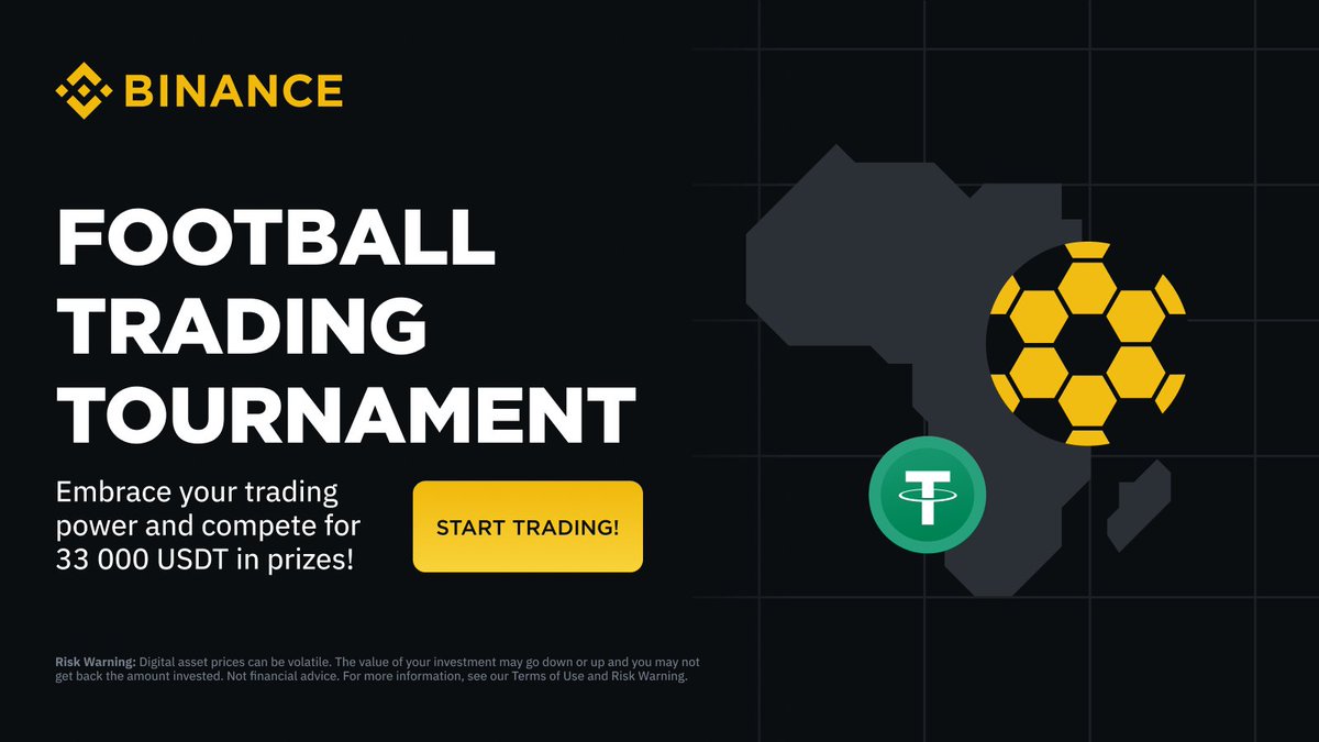 BinanceAfrica's tweet photo. The #BinanceAfricaFootball Trading Tournament is live! ⚽️

Trade on Spot or Futures to Share 33,000 USDT in rewards, and also stand a chance to win a Ticket to the AFCON'23 Finals 🏆

Let's Go ➡️ https://t.co/pcxjJT73Dg https://t.co/Tc2WW49uEu
