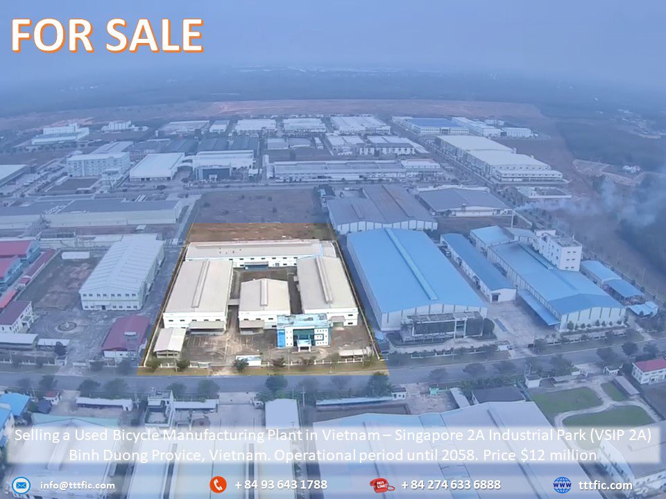 24HBDFIC's tweet photo. Factory for Sale in VSIP 2A Industrial Park, Binh Duong Province, Vietnam 
Email: marketing@tttfic.com
https://t.co/5qJPiLDBMJ https://t.co/35Mmw7BNd3