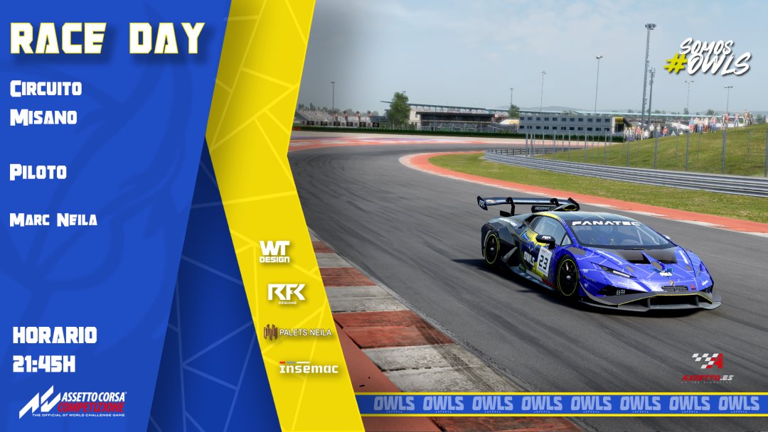 OWLSeSports_'s tweet photo. Hoy a las 21'45h
Arranca la temporada en ACC
Empezamos con la bella y la bestia 🥸
Una barbaridad de coche con un barbalvo 🙃
Let's Go 🦉
🏆 @Assetto_es
📍 Misano
🎥 https://t.co/eWhWwbqkEH
#somosowls #familia #insemac #paletsneila https://t.co/pIWTHRxFXE