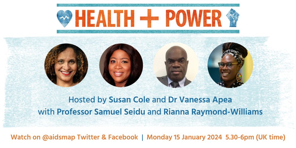 Join us on Monday at 5.30pm for the final episode of our #HEALTHandPOWER series. @susancolehaley & @vanessa_apea will be talking to @scelee1 & @Ree_Speaks2 about health inequalities experienced by people of colour, with a focus on diabetes & sexual health.