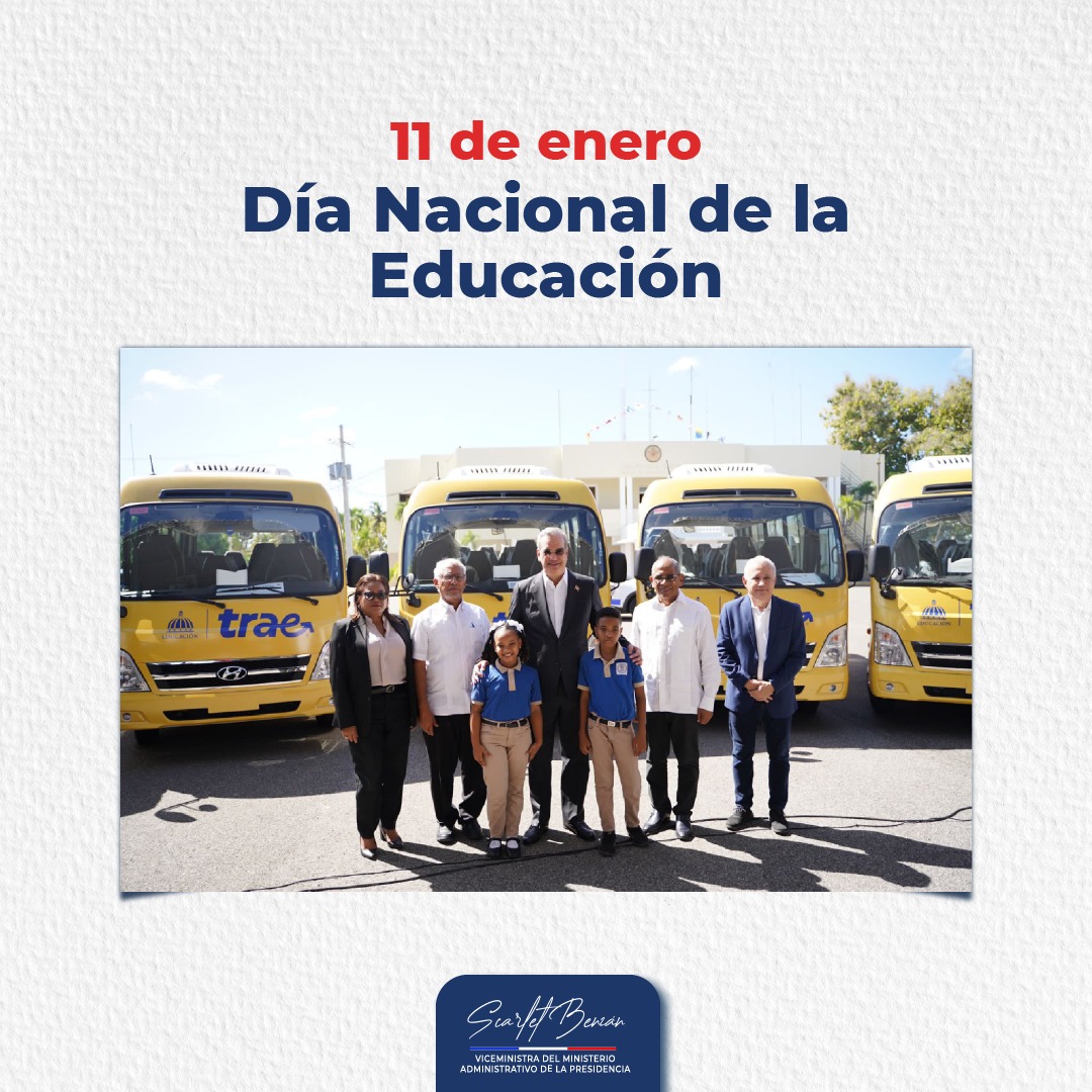 Celebro este dia, destacando los logros que han impactado de manera positiva a la educación dominicana, y uno de los más importantes ha sido el Sistema Nacional de Movilidad Escolar, un proyecto liderado por el presidente @luisabinader.

#DiaDeLaEducacion #EducacionParaTodos