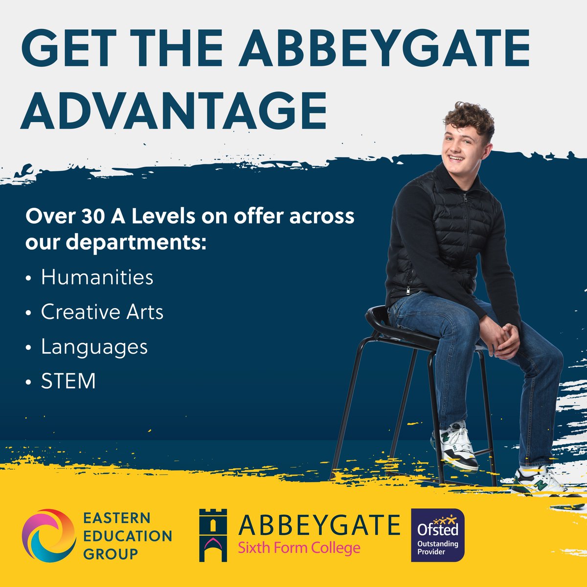 AbbeygateSFC's tweet photo. Come along to our Open Day on Sat 27 Jan, 9:30am to 12pm, to discover all that Abbeygate has to offer! Discover our A Level courses and extra-curricular opportunities that will give you the #AbbeygateAdvantage.

Register to attend on our website:
https://t.co/SDsXY0TTpC https://t.co/Xqqxiczp0N