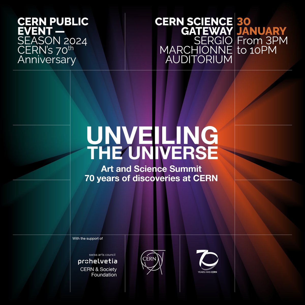 ArtsAtCERN's tweet photo. Register now for Unveiling the Universe 🌌

Kicking off the #CERN70 celebrations, it'll be a unique meeting point for art and science, looking at how we have built and will continue to build knowledge about the Universe.

30 January at #CERNScienceGateway: https://t.co/8A5YXpseeE https://t.co/y504Lp9ZqC