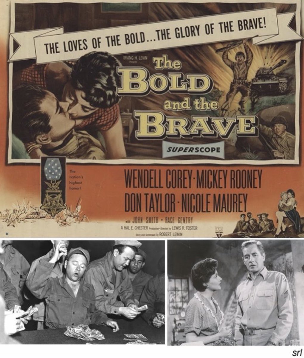 SaveRedlandLibr's tweet photo. 1:15pm TODAY on @TalkingPicsTV

The 1956 #War film🎥 “The Bold and the Brave” directed by #LewisRFoster &amp; written by #RobertLewin

🌟#WendellCorey #MickeyRooney #DonTaylor #NicoleMaurey #JohnSmith #RaceGentry

Won #Oscars for Lewin(original screenplay) &amp; Rooney(supporting actor) https://t.co/UjiENqVqdE