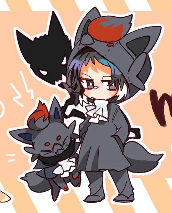 過去に描いて気に入ってるpkmnパーカーの新旧双黒でも見て 
