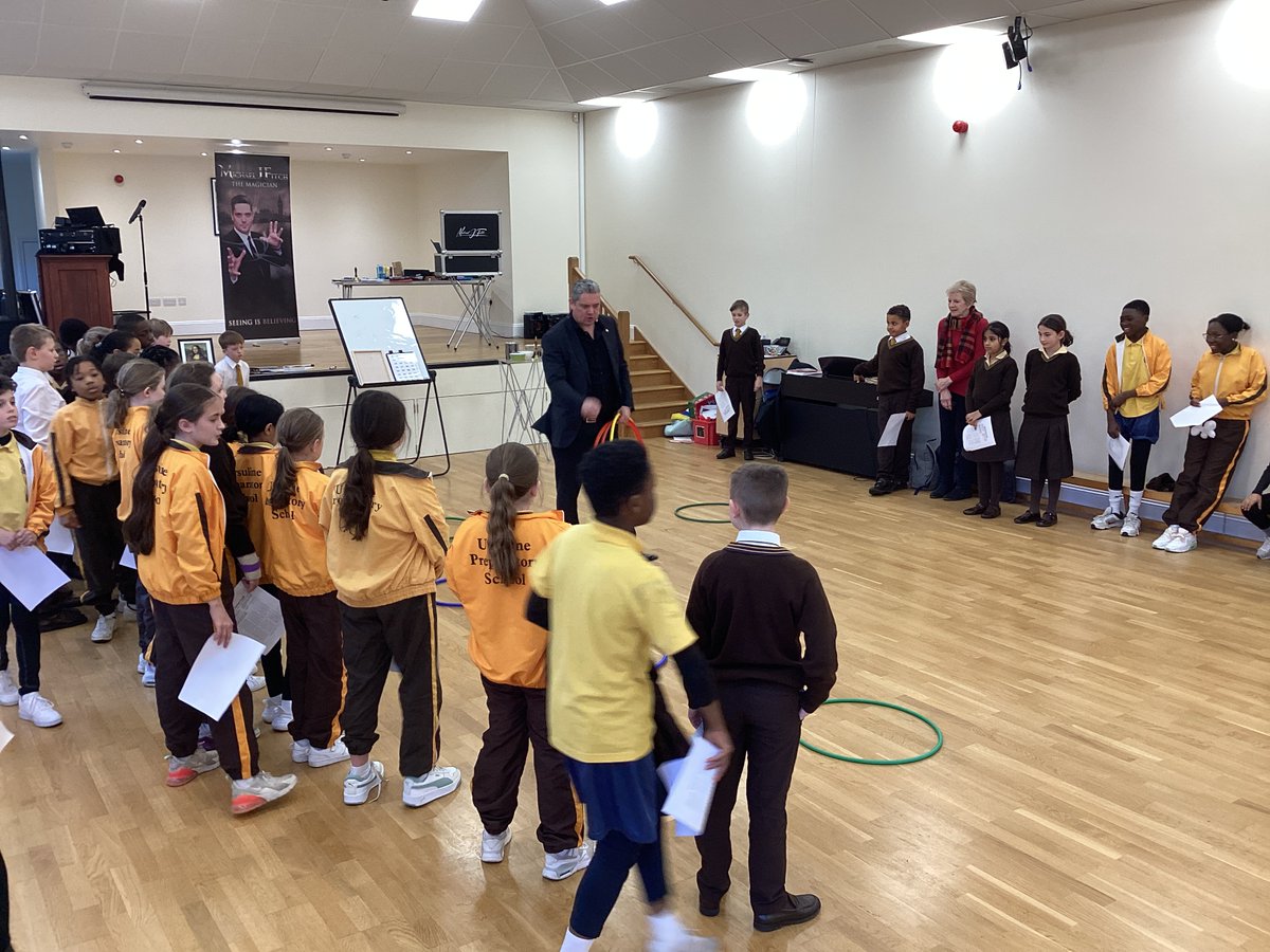 We have had a brilliant start to STEAM week with a visit from @michaeljfitch. They children got to explore lots of games and tricks that were all based around numbers. It was brilliant. #weareursulineprep #maths #science