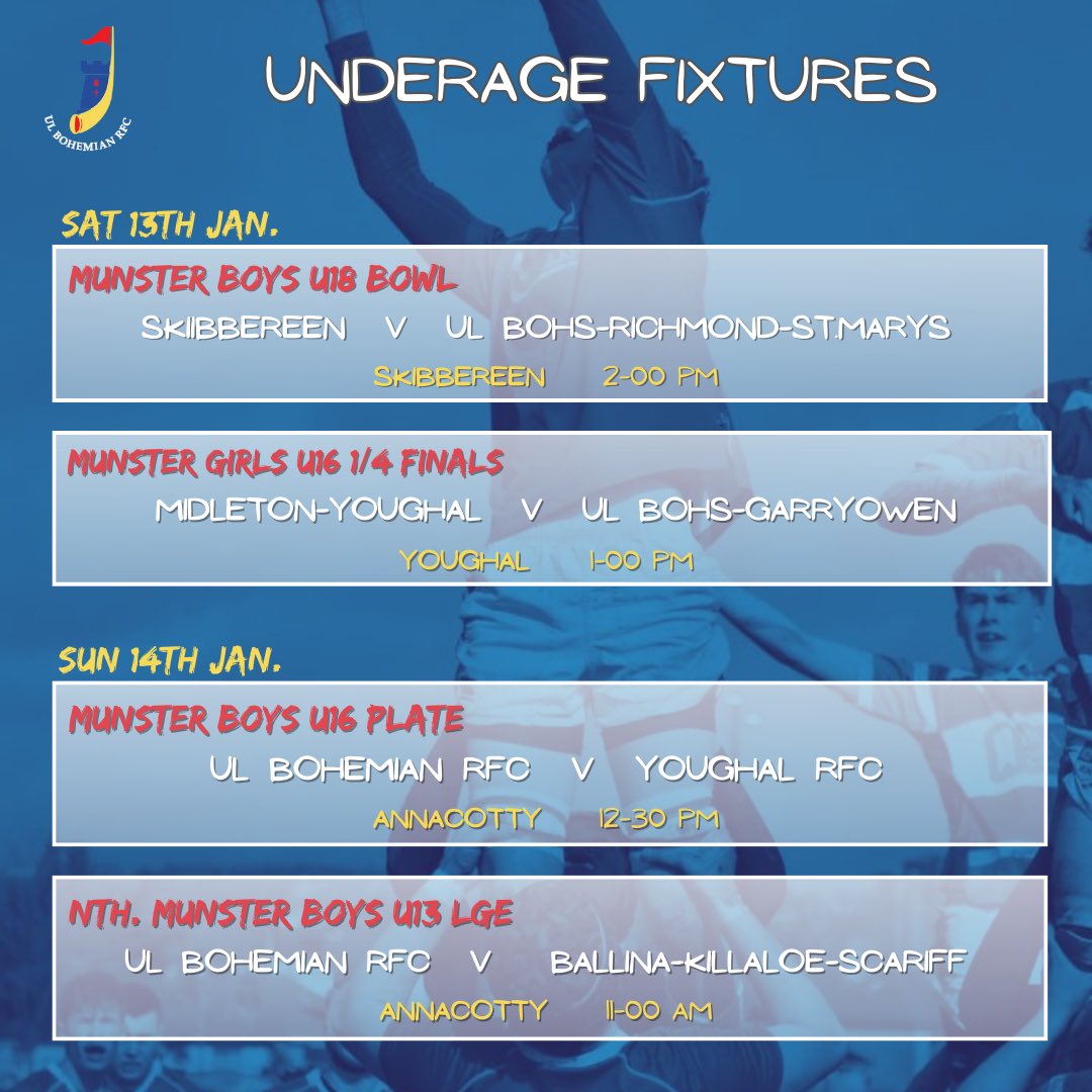 Check out our Senior and Underage fixtures this weekend 👇

Get out and support the Robins! 🔴🔵

#OnceARobinAlwaysARobin
#ClubRugby