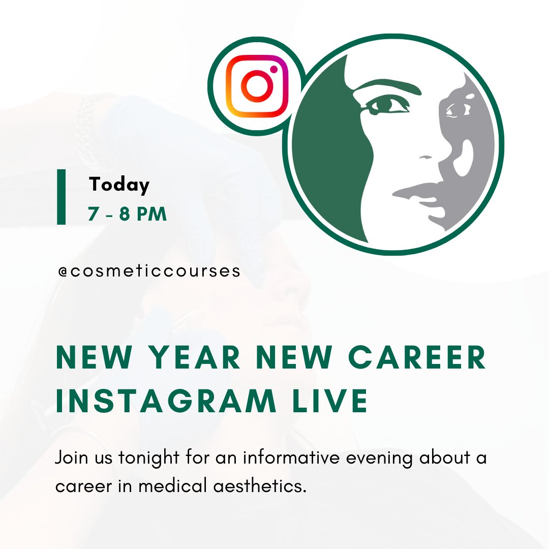 Join us for an informative Instagram Live about a career in medical aesthetics.

Our expert trainers will be holding an Instagram Live on the Level 7 Diploma and getting started in aesthetics.

Tonight at 7 - 8 PM
instagram.com/cosmeticcourse…

#InstagramLive #Aesthetics #Level7