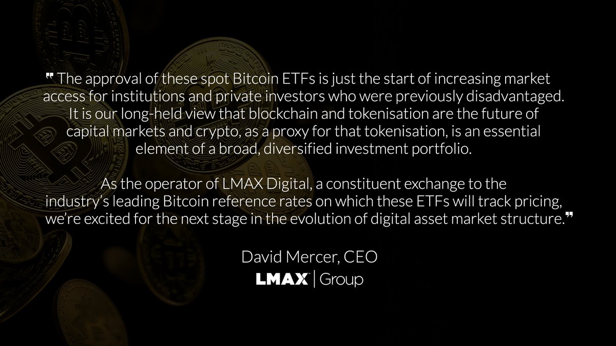 As the SEC approves the spot bitcoin ETFs &amp; the eyes of the financial markets centre on #DigitalAssets, our CEO <a href="/mercerdavid/">David Mercer</a> shares his views on what is undoubtedly a monumental point in time for the sector. We welcome this decision &amp; are excited for further regulatory evolution.