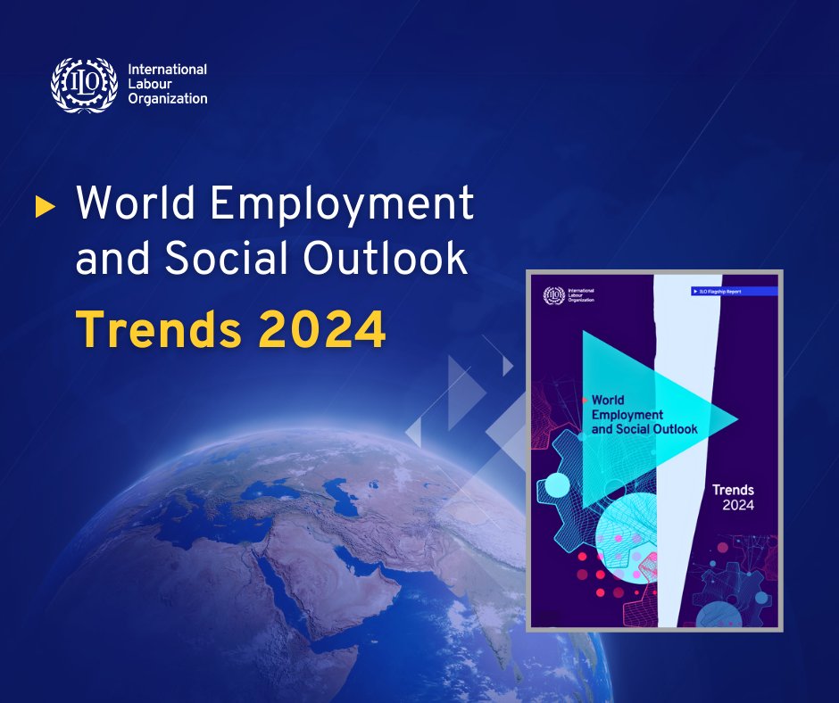 🟢The new @ilo major report is OUT ‼️ 🌐 Global #unemployment will rise⬆️. In 2024 an extra 2 million workers are expected to be looking for #Jobs. 🔃 Working #poverty on the rise while #income #inequality has also widened. 🔎 Key Insights: bit.ly/3tFkB4K #WESO2024