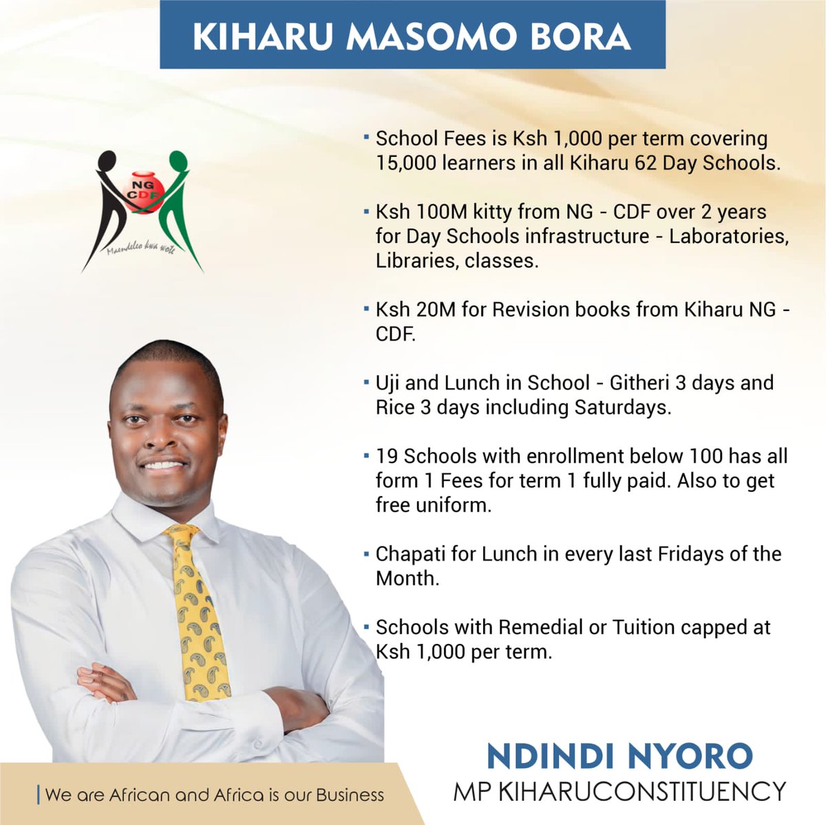 NdindiNyoro's tweet photo. Kiharu Mosomo Bora Programme details.

We are African and Africa is our Business.. https://t.co/Nf9OPrARON