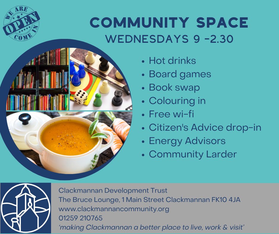 Community space open today😊
Adult #socialcare drop-in from 10 - 12
Citizen's Advice and Home Energy team here from 12.30 to help with #costofliving advice
Community Larder open from 1pm
Surplus food crate - be a #foodhero and help #reducefoodwaste
The kettle is on!