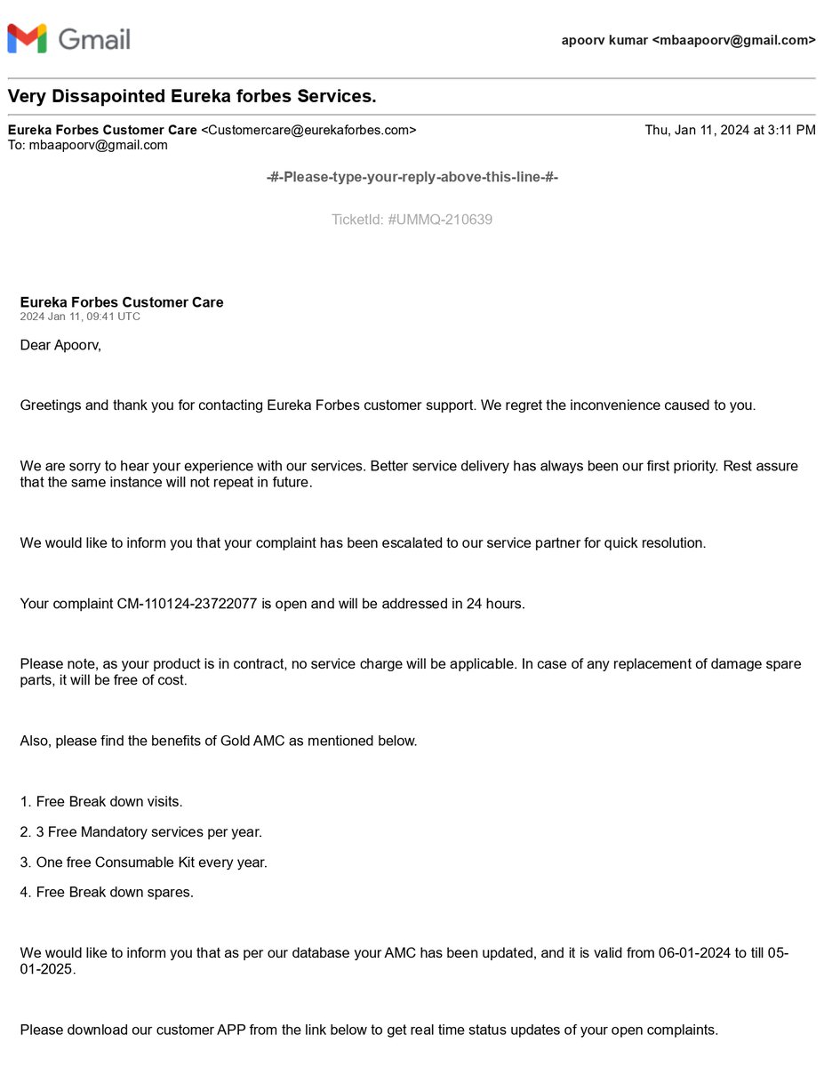 mbaapoorv's tweet image. @EurekaForbes @pratikpota time for what all screenshot is clear #scams your customer care reply and your executive charges your executive involve in this #AMCscam  in confrence call your customer care should not asked your incharge which charges he wants after the AMC #dontbuyAMC