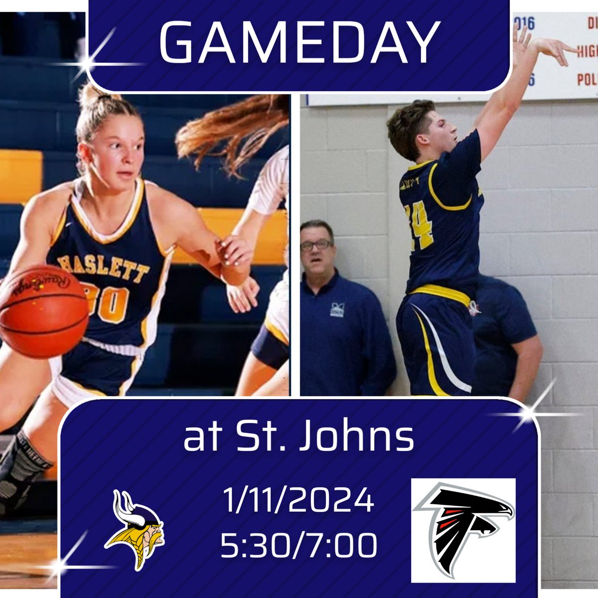 HaslettHoops's tweet photo. Catch both Varsity squads in action tonight at St. Johns, the girls get it started at 5:30.
@517_hoops @brian_calloway @HaslettGBB @LansingHerald @ian_kress @tdriesenga3 @thomas_cook11 https://t.co/4Xqj4VADLD