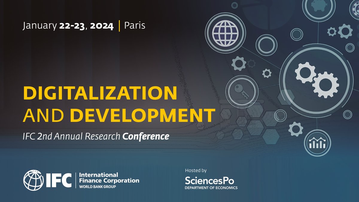 IFC’s 2nd Annual Research Conference on "Digitalization and Development" is just around the corner! Join us and discover the potential of the digital economy in emerging markets
🗓️January 22-23
📍Paris and Online

Register👉wrld.bg/cjkM50QpEPf