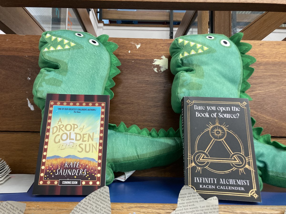 StNiniansLib's tweet photo. Delighted to get advance copies of these amazing sounding books from @FaberChildrens @FaberBooks #InfinityAlchemist and #ADropOfGoldenSun even our library dinosaurs were roaring with enthusiasm. https://t.co/LA5SE0I3N8