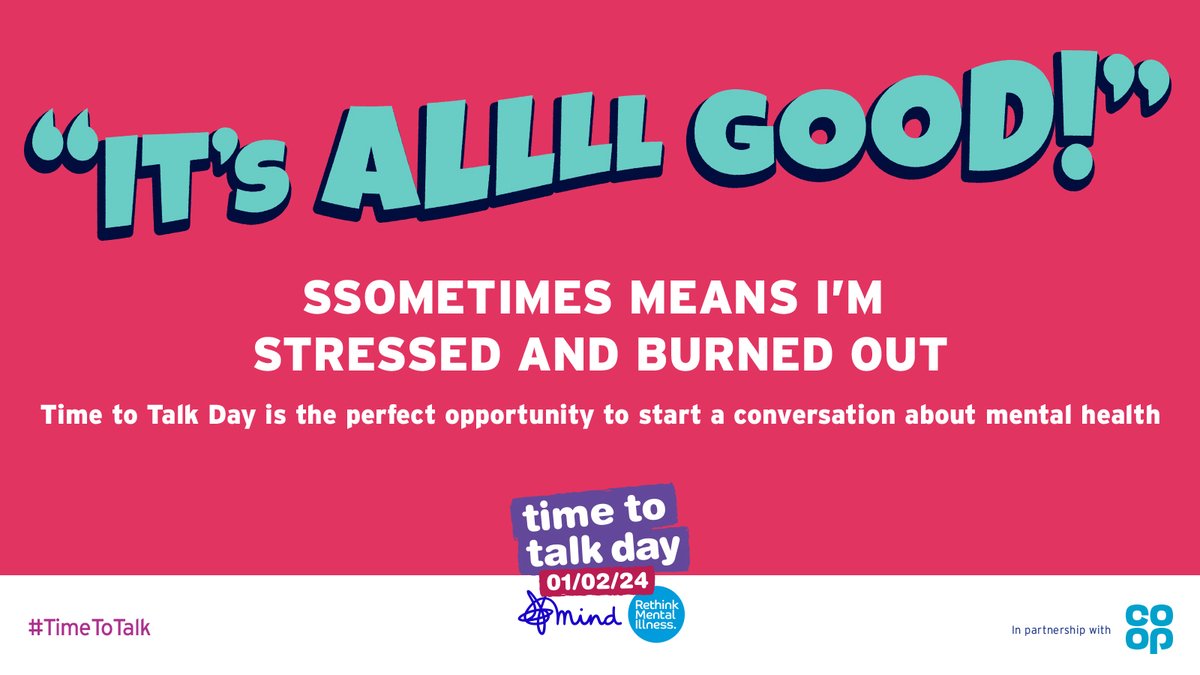 💬 Too many of us are made to feel isolated, worthless and ashamed because we are experiencing a mental health problem.

On 1 February, for #TimeToTalk Day, that changes. Join us 👉 timetotalkday.co.uk