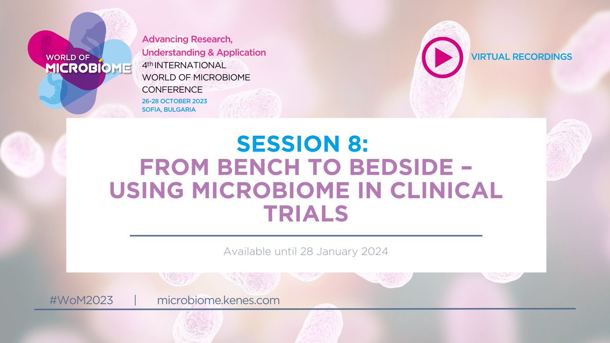 🔬 Discover the amazing scientific findings our speakers presented during Session 8: From bench to bedside – using #microbiome in clinical trials. ⏳You still have time until 28 Jan 2024 to rewatch the recordings from #WoM2023. Access here➡️bit.ly/47g5yft