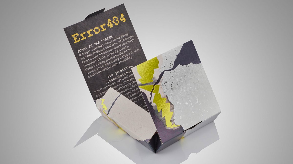 TavaniOy's tweet photo. ERROR 404 visualisoi virheitä järjestelmässä. 
KURZ korosti visuaalisuutta trendiväreillään: Emerging Yellow LUXOR® 11104, Deep Dark LUMAFIN® 791 ja SILVER LINE® Blur.
https://t.co/SaedVix74s

#leonhardkurz #pakkaussuunnittelu #designtrendit #error404 https://t.co/yxErWAm3ji