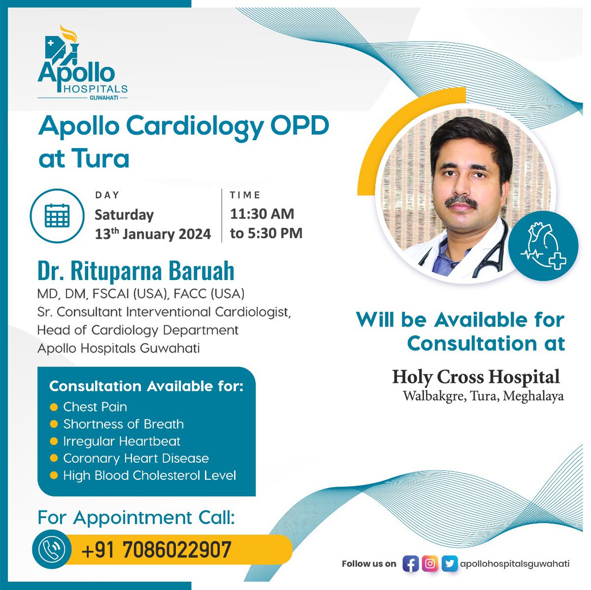 ApolloGuwahati's tweet photo. #ApolloHospital #apollohospitalsguwahati #Cardiology #Apollodoctors #consultancy #healthcheckup #doctor #booking #doctorconsultation #opd #health #healthcheck #cardio #cardiologist #tura https://t.co/kivh4NvRta