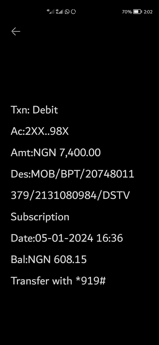 petersfxt's tweet photo. @UBAGroup Gud day, my name is Peter Ofoma, I am your customer with account number 2131080984. On the 5/01/2024 I tried paying for my dstv subscription with my mobile app, I was debuted without getting value. Below is the screen shot. Please kindly reverse my money now. Tnx https://t.co/4yltimcilw