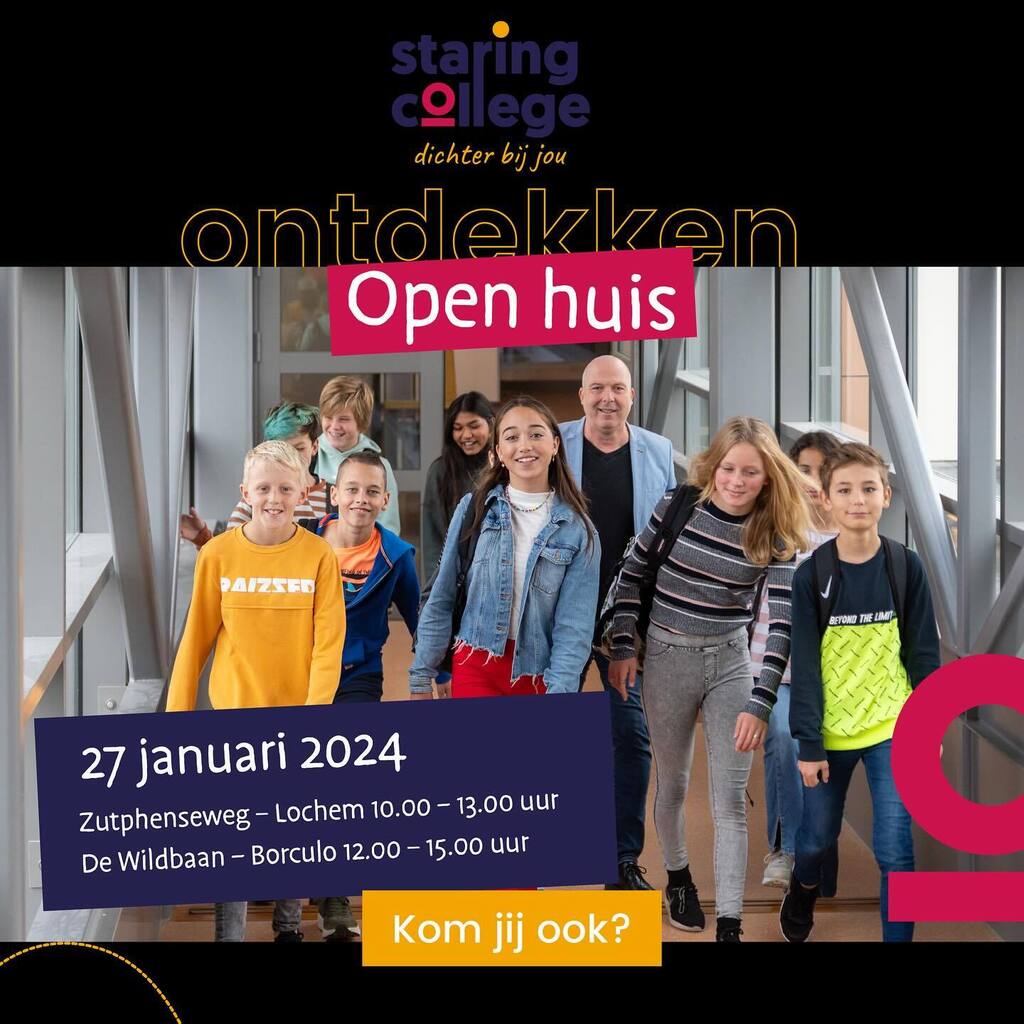Noteer het in je agenda: 27 januari Open Huis bij het Staring College! 🤩
Heb je vragen aan onze leerlingen en leraren of wil je het Staring College gewoon even vanbinnen zien? Kom dan langs, onze deuren staan dan wagenwijd voor je open! Bekijk van te… ift.tt/nikyVqa