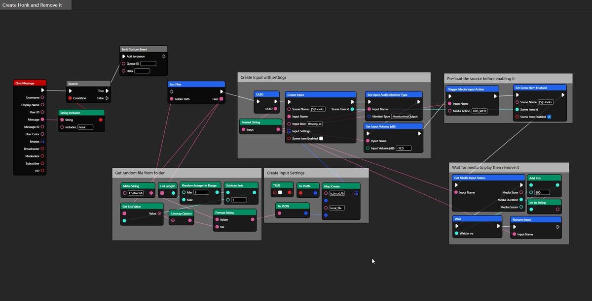 Had a great session playing around with <a href="/macrographio/">MacroGraph</a> tonight!
Super exciting seeing the same actions I make in SB working in MG. Definitely different ways of thinking, and MG is so much more than a twitch bot, the possibilities are endless and my mind is reeling!