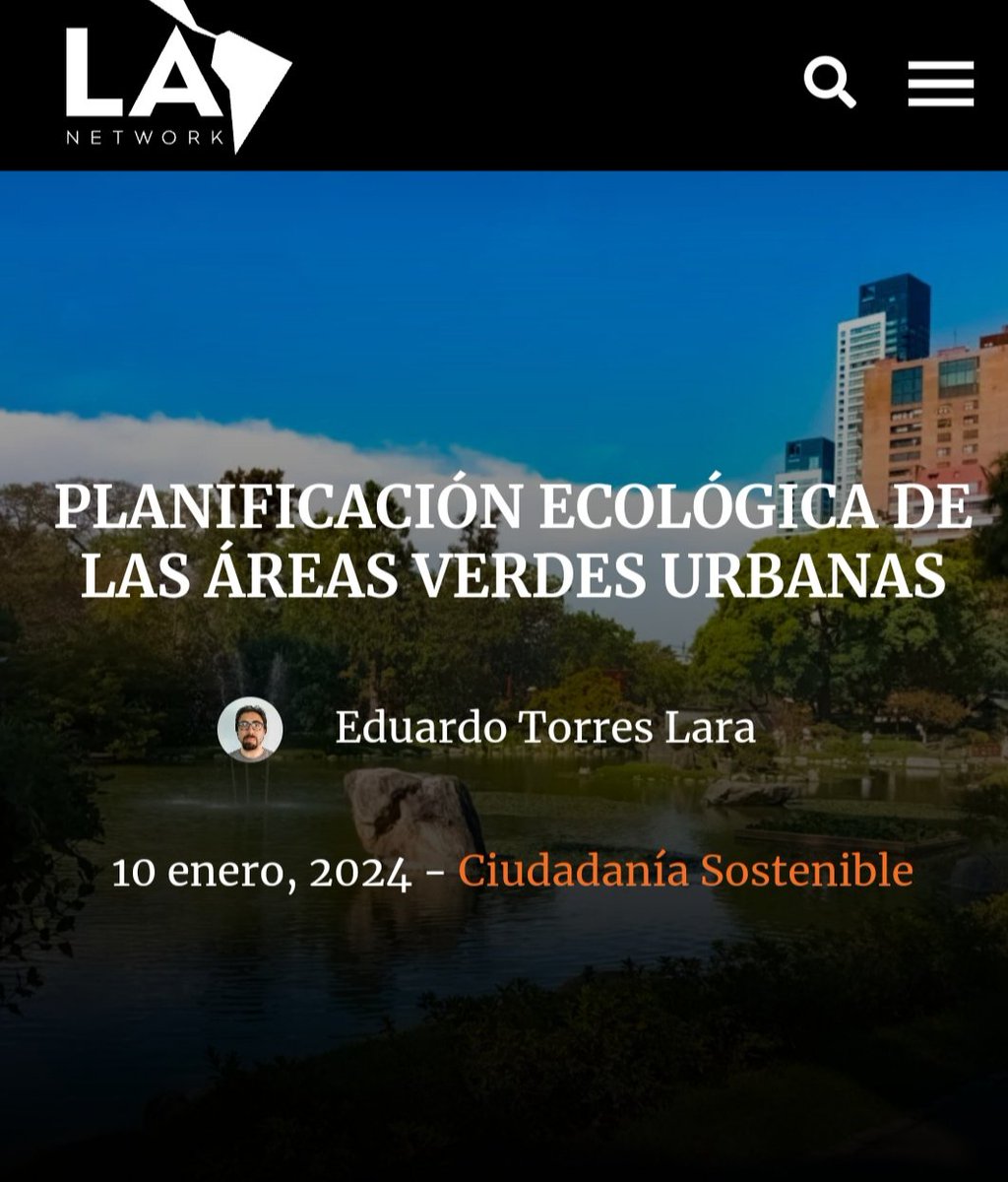 Mirar a la naturaleza como parte de nuestro hábitat, no como un lugar salvaje que debe ser urbanizado.

Planificación ecológica de las áreas verdes urbanas 

Columna de opinión en <a href="/La_network/">LA Network</a>

la.network/planificacion-…