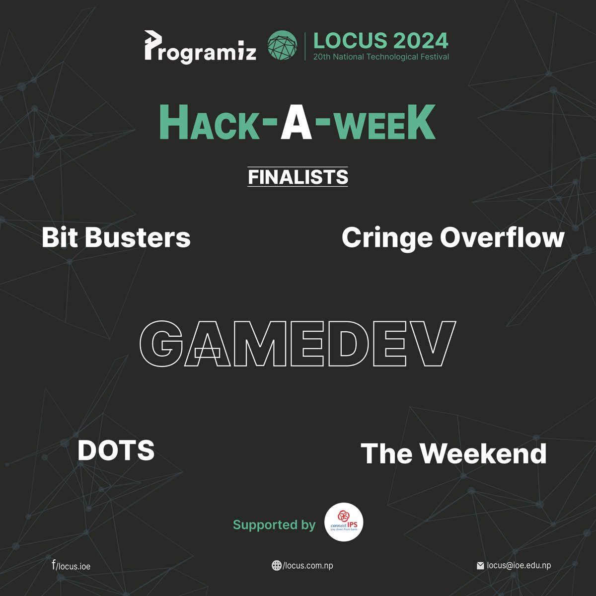 locus_ioe's tweet image. Unleashing creativity and innovation at &apos;Hack a Week&apos; – a platform where innovation has no bounds. Brace yourselves for the thrilling finale as we got top 4 teams emerged as finalists across diverse themes.

#LOCUS2024 #HackAWeek #LOCUS