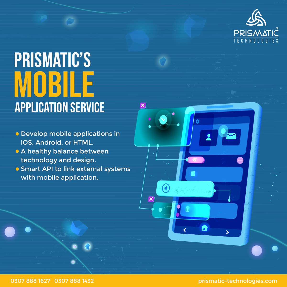 prismatictechn's tweet image. Revolutionize your digital presence with Prismatic's Mobile Application Service!

📞 Contact us for a consultation today

+92 307 8881627
+92 307 8881432

🌐 Visit us online: prismatic-technologies.com

 #MobileAppExcellence #TechMeetsDesign #PrismaticTechnologiesLimited