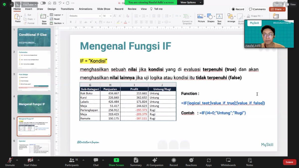 Ini dia keseruan belajar malam ini di Short Class Microsoft Excel tentang Conditional If-Else🤩

Siapa nih yang ikut belajar bareng kak Naufal malam ini, cobaa dongg absen😎