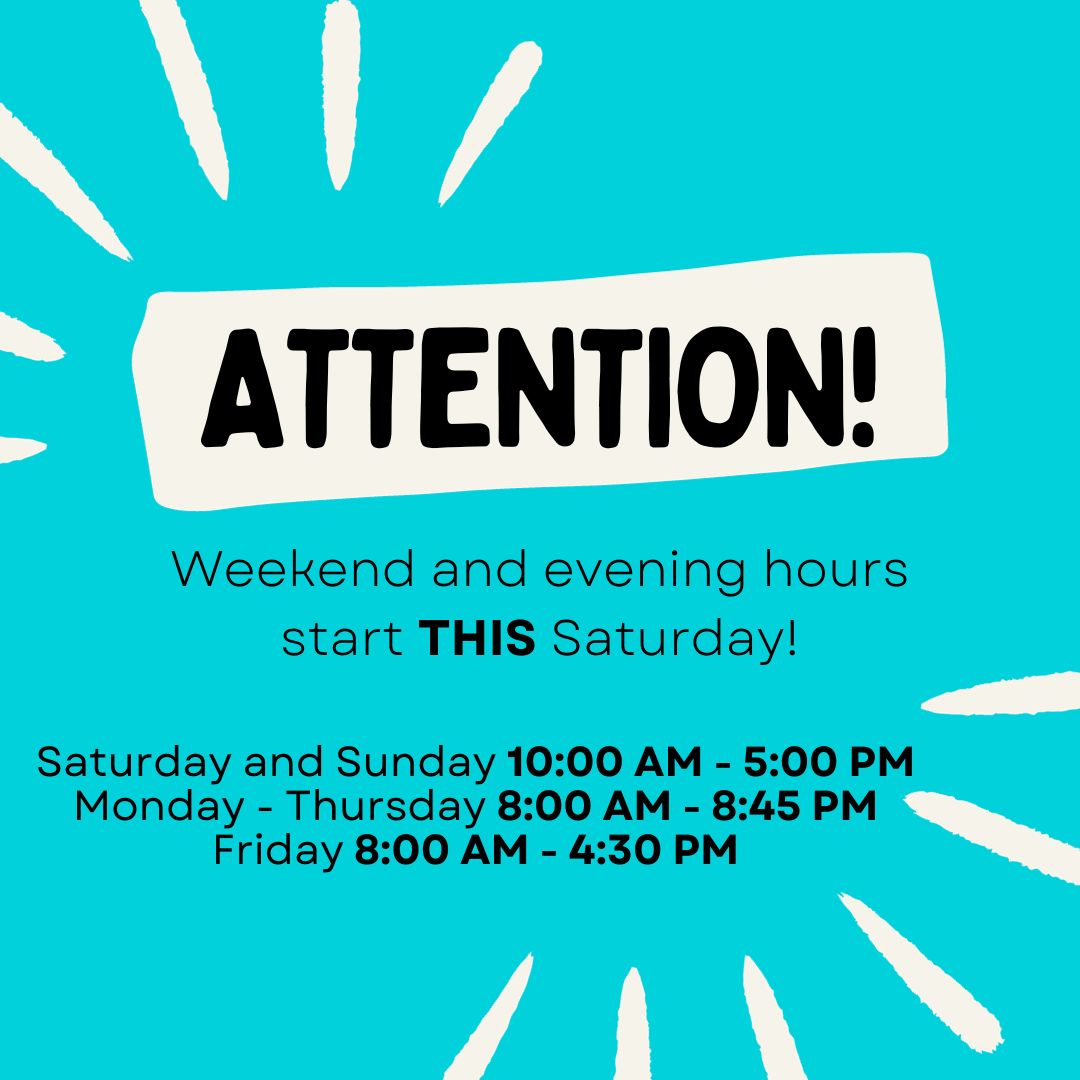 Let’s start this semester off on a good foot, and get our study on! Our weekend hours start THIS Saturday, followed by evenings starting THIS Monday! We can’t wait to see you guys in the library! #marinelib <a href="/marineinstitute/">Marine Institute, Memorial University</a>  <a href="/MemorialU/">Memorial University</a> <a href="/MUNQEII/">QEII Library, Memorial University</a>