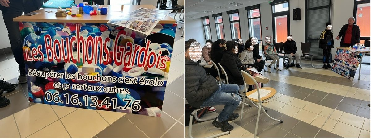 DaudetAles's tweet photo. Les #ecodelegues du CLG Daudet reçoivent les représentants des #bouchonsgardois pour lancer l'opération #unbouchonunsourire : Récupérer les bouchons, c'est écolo et ça sert aux autres !
@acmontpellier @Dsden30 https://t.co/31mcBbzuyN