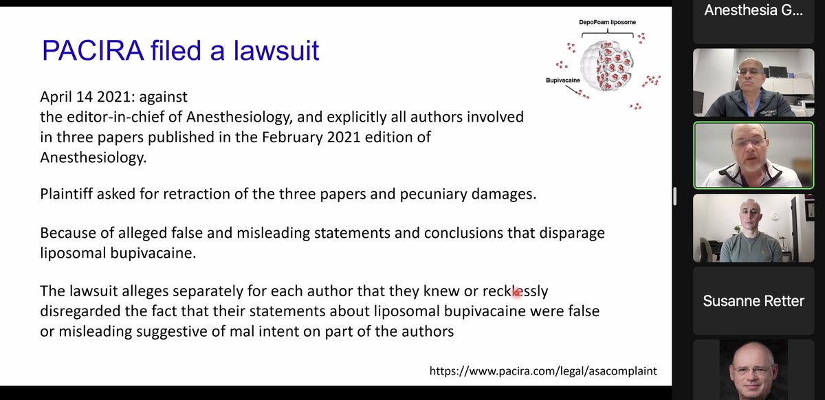 Ropivacaine's tweet photo. We were honoured to have @ThomasVolk16 for @DalAnesthesia  grand rounds.

Mesmerized by his talk on “Long Lasting Blocks” covering:
1⃣Perioperative Pain Course
2⃣Liposomal Bupivacaine
3⃣Lawsuit between PACIRA &amp; @ASALifeline 

I am so pleased with the court ruling. 
Some slides👇 https://t.co/gB9Msi9YMp