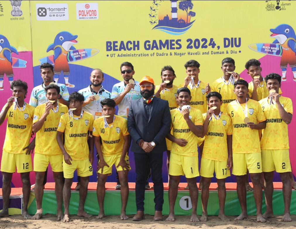 Amidst all the focus on Lakshadweep for its pristine tourism, I’m thrilled to say the island fm now will also be known as the CHAMPIONS of 1st National Beach Football. Gratitude to PM Sh @narendramodi ji for starting a first multi-sports Beach Games in Diu @Media_SAI