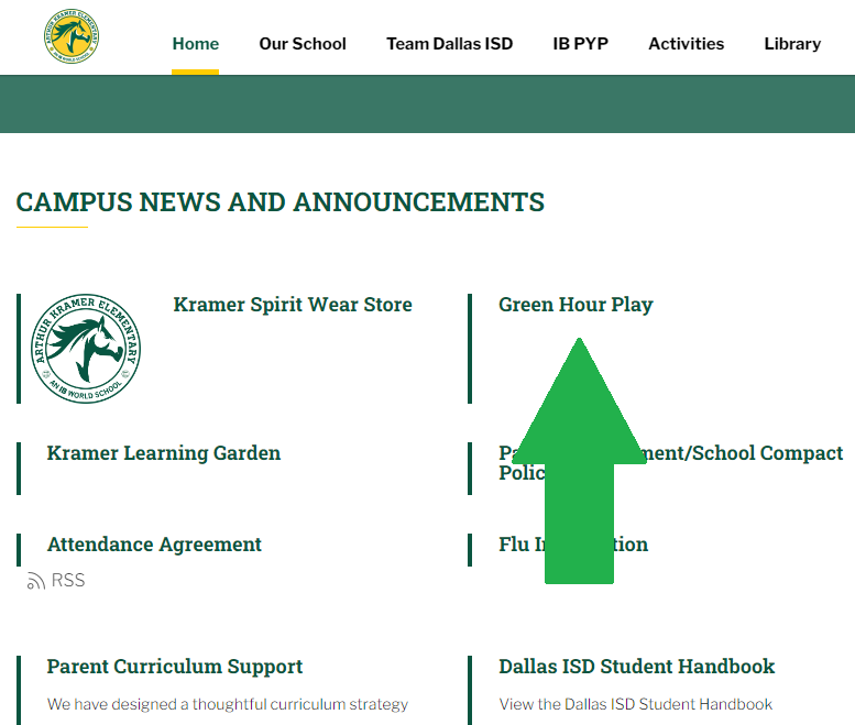 Colts, those December Green Hour of Play calendars are due today! You can find copies of each calendar on the Kramer DISD website on the main page. Contact Ms. Southwick or Coach Closner for more information. dallasisd.org/kramer