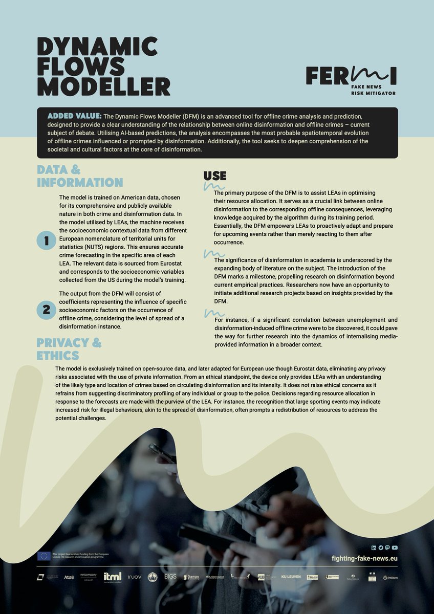 fermi_project's tweet photo. The Dynamic Flows Modeller is an advanced tool for  #crimeanalysis and #crimeprediction that provides a clear understanding of the relationship between #disinformation and offline #crimes.

Read about this #FermiEU result in the project's e-brochures ➡️ https://t.co/SvV6wdtq9c https://t.co/76cibB5GD1