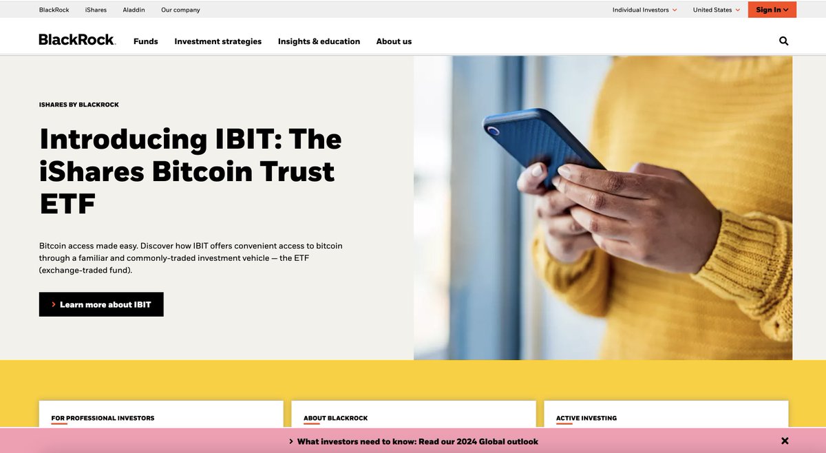 IvPivoluskova's tweet photo. #Bitcoin ETF is already promoted on BlackRock's website 🥳 https://t.co/sSb7gW0ANu