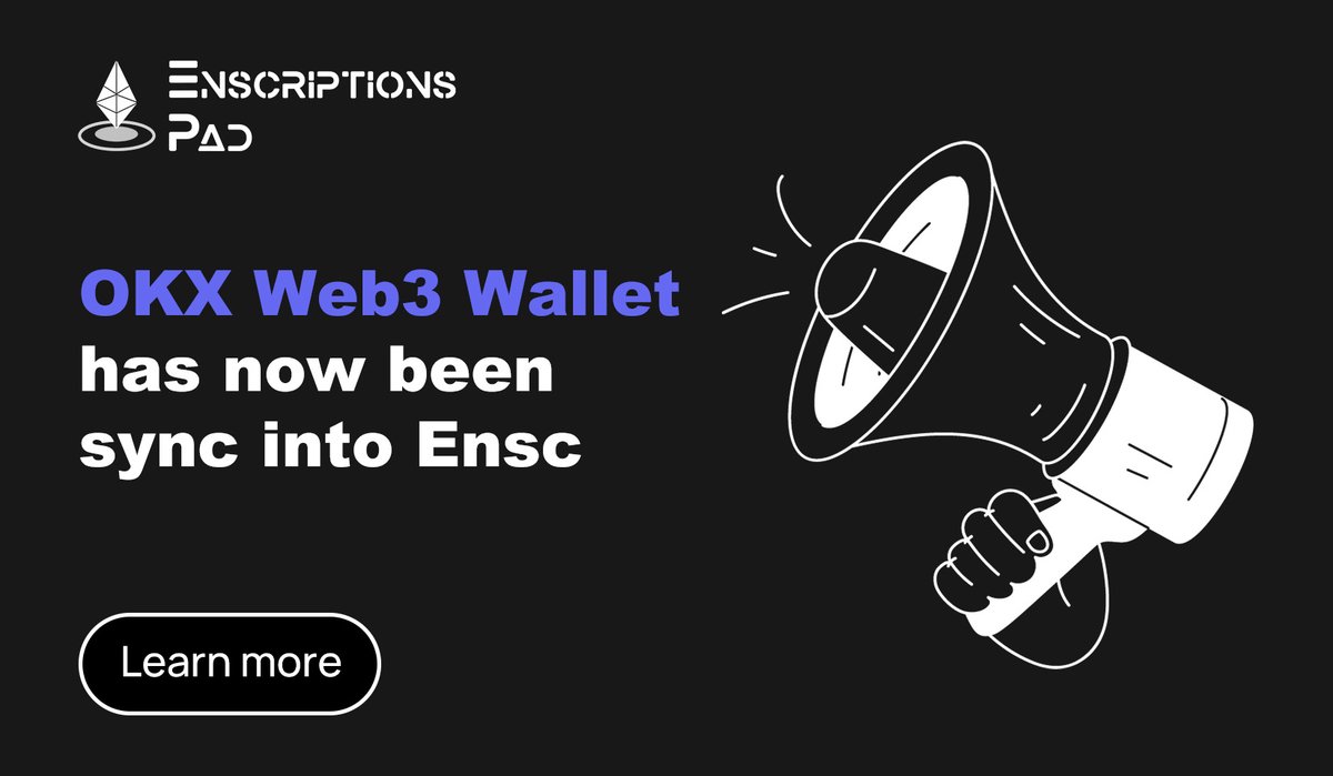 🔥Exciting News! #Enscriptions is now integrated with @okxweb3 Wallet!🚀

💼 Seamless Integration, Enhanced Experience: Connect with #OKXWallet  for a smoother, more secure journey in the Ethereum ecosystem.
