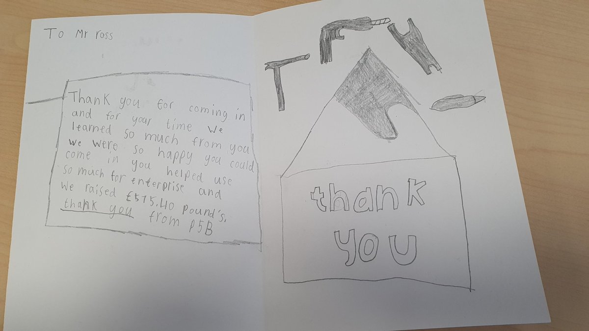 Received my thank you cards for helping with my childs primary school enterprise day. I would encourage everyone to take the time to invest in activities like this. Indeed if you want to work with us we will be expecting input to the likes of this linked to our skills programme.