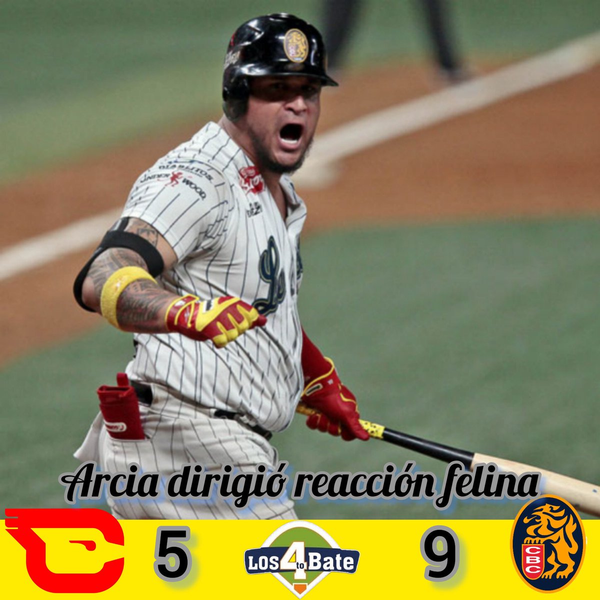 bate_los's tweet photo. Gabriel Noriega impulsó 3 carreras con 2b en el 4to episodio y Oswaldo Arcia ligó Grand Slam en el inning siguiente, para comandar la reacción de los @leones_cbbc que vencieron anoche a @CardenalesDice 9-5.

Arcia terminó el juego de 4-2 con dos anotadas.

#LVBP #Caracas #Beisbol https://t.co/uXQ7VLP0tj