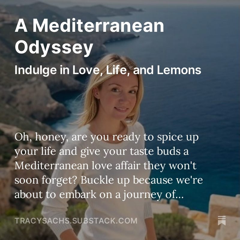 TracySachs's tweet photo. A Mediterranean Odyssey https://t.co/bB2eCQZdNG 🍋💃🫒❤️ #ThursdayThoughts #thursdayvibes #ThursdayMotivation #ThursdayMood #Mediterranean #meditation #Mediterraneandiet #healthplanet #healthy #sloweating #ThankfulThursday #travel https://t.co/qh8CHVWpom