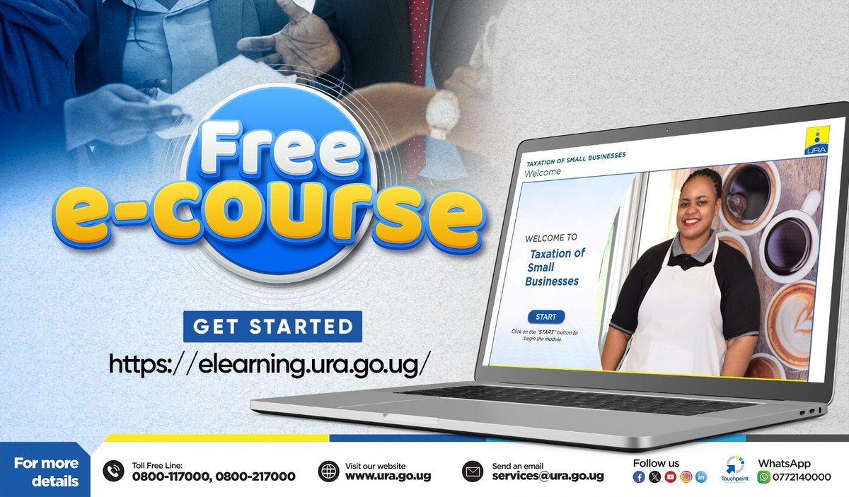 URAuganda's tweet photo. Planning to start up a small business? First do a crash course in taxation of small businesses on our E-learning platform. 

Get started today.
#FfeBanno
#DevelopingUgandaTogether https://t.co/IWQASMSNDL