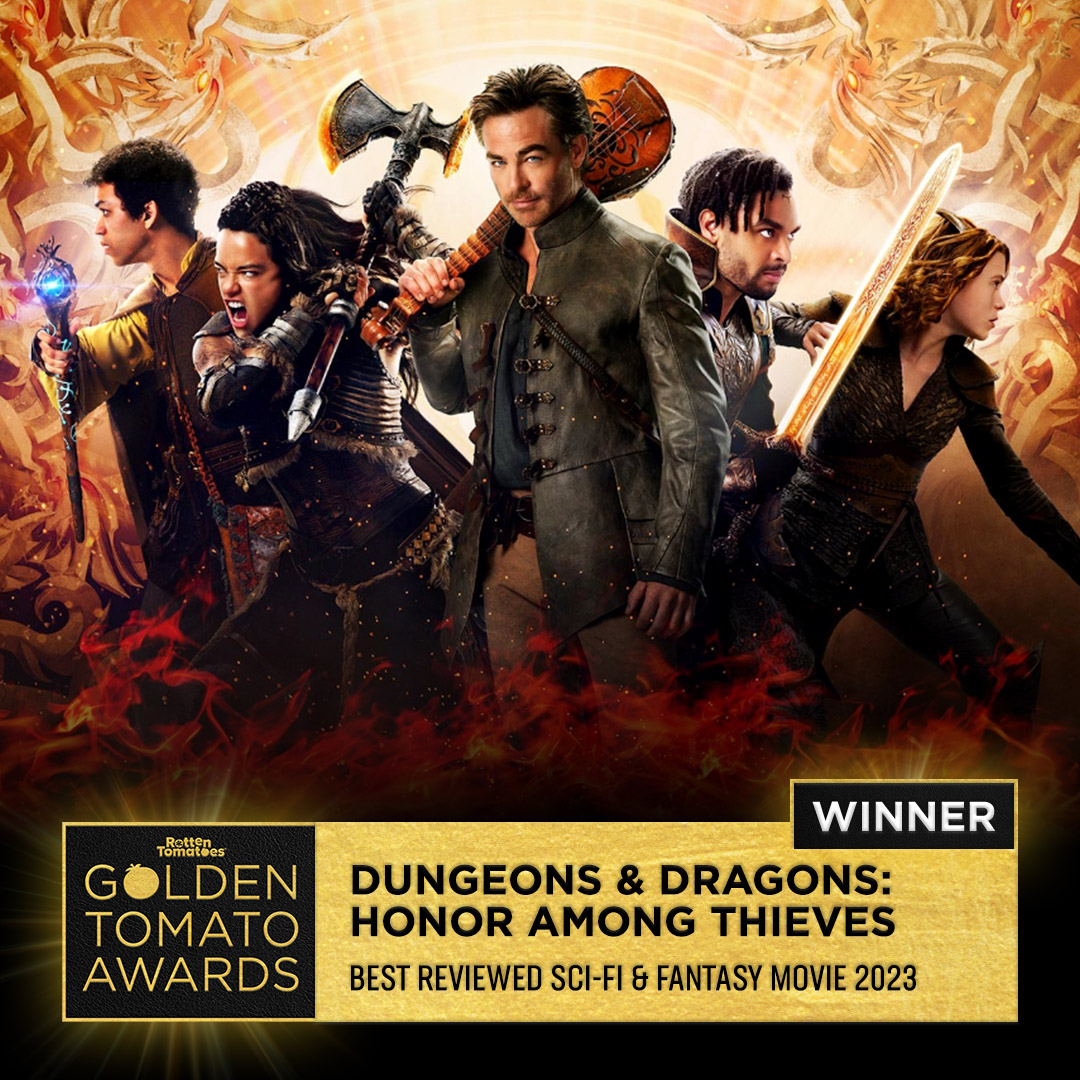 Dungeons &amp; Dragons: Honor Among Thieves wins the #GoldenTomato Award for Best-Reviewed Sci-Fi &amp; Fantasy Movie of 2023. editorial.rottentomatoes.com/guide/best-sci…