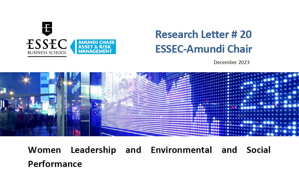 Discover the Research Letter n°20 of the ESSEC-Amundi Chair:  📝"Women Leadership and Environmental and Social Performance" (December 2023) HERE >> essec-amundi-chair.essec.edu/research-lette…………
<a href="/Amundi_FR/">Amundi</a>
@eurofidai
#Research