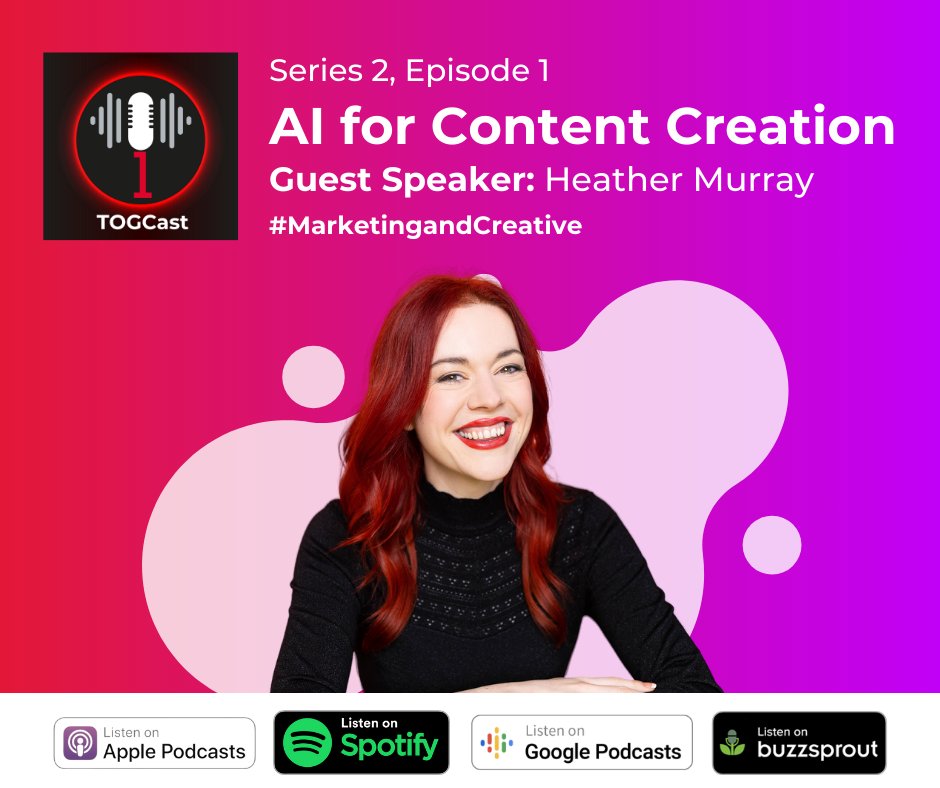 TOG_Recruitment's tweet image. TOGCast: AI for Content Creation with Heather Murray🎙

🎧 Listen here: ow.ly/CL2Z50QpV7z
📺 Watch here: ow.ly/FUYA50QpV7F

#TOGCast #season2 #recruitmentagency #podcast #AI #marketing #creative #contentcreation
